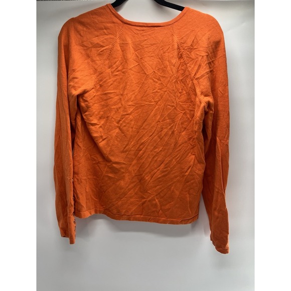 J. McLaughlin Burnt orange Crewneck Long Sleeve Sweater W/button On Sleeve L - Picture 6 of 8